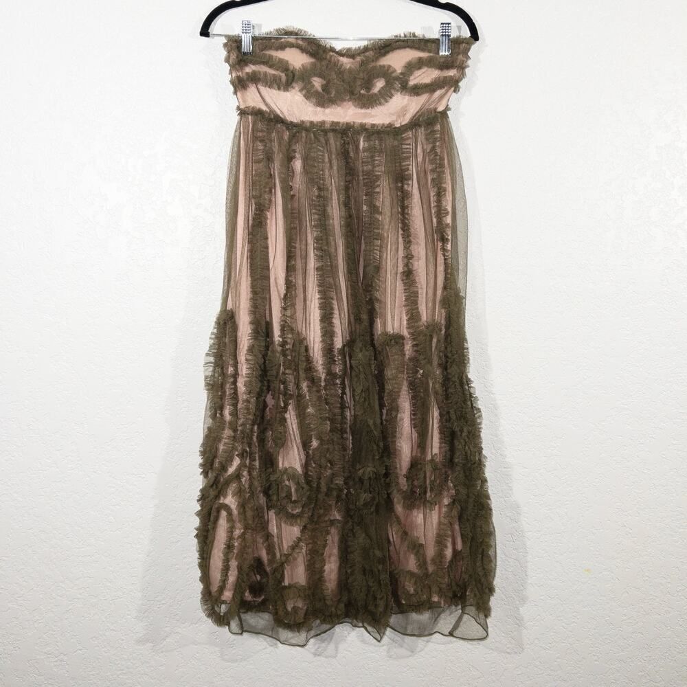 New James Coviello x BHLDN Anthropologie Blush Green Tulle Dress 2 - Picture 2 of 10